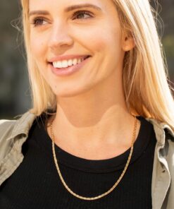 Gold Plated Necklace 3mm Emblem Chain Necklace