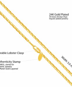 Gold Plated Necklace 3mm Emblem Chain Necklace