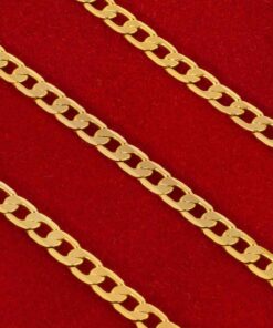 Gold Plated Necklace 3mm Flat Cuban Link Chain