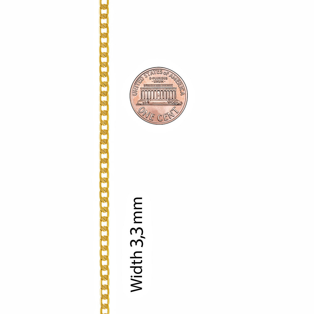 Gold Plated Necklace 3mm Flat Cuban Link Chain