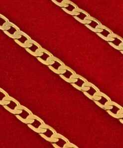 Gold Plated Necklace 3mm Flat Cuban Link Chain