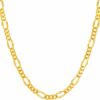Gold Plated 4.5mm Rounded Figaro Chain Necklace