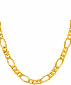 Gold Plated 5.5mm Rounded Figaro Chain Necklace