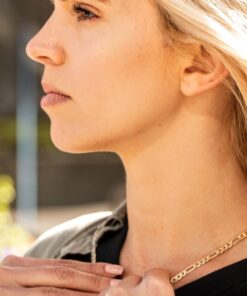 Gold Plated 5mm Crushed Figaro Chain Necklace