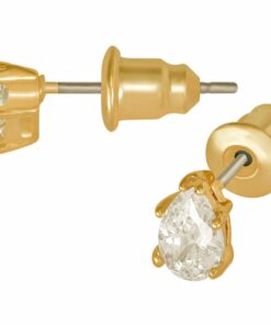 Gold Plated 5mm Cubic Zirconia Teardrop Stud Earrings