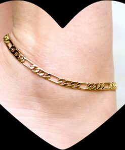Gold Plated Figaro Chain Anklet, 5mm