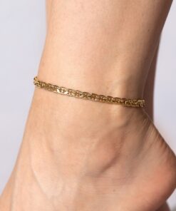 Gold Plated 5mm Crushed Mariner Anklet