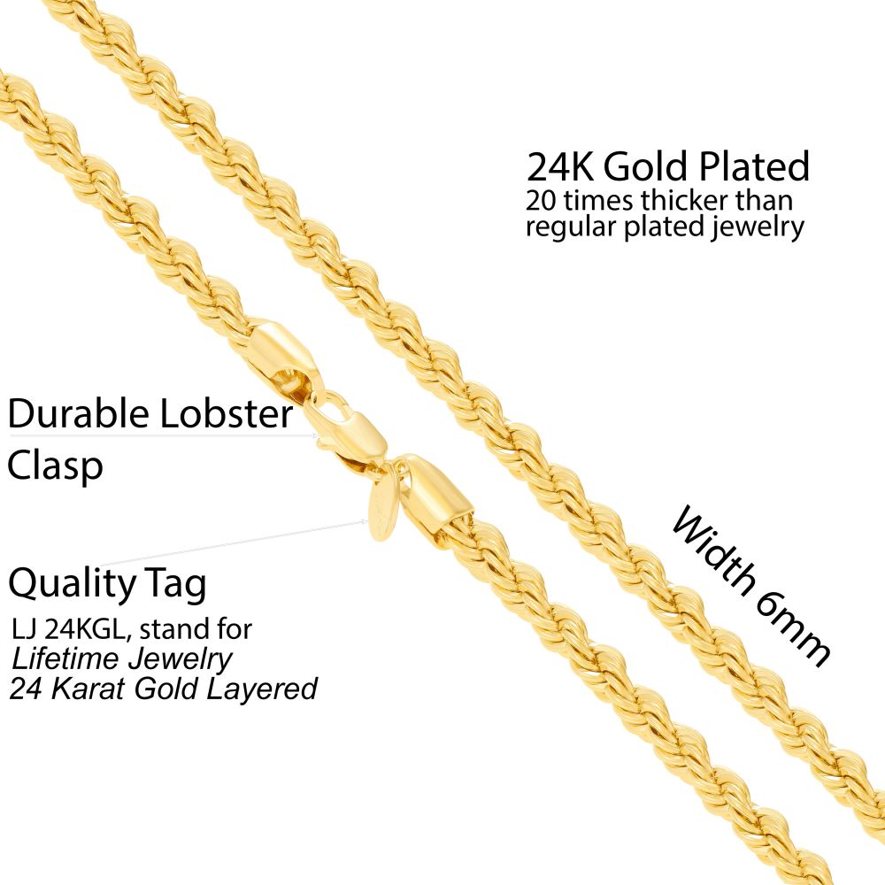 Gold Plated 6mm Rope Chain