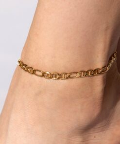 Gold Plated 6mm Figaro Mariner Link Anklet