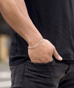 Gold Plated 7mm Figaro Bracelet