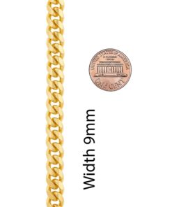 Gold Plated 9mm Cuban Link Chain (Round)