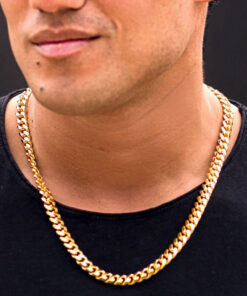Gold Plated 9mm Cuban Link Chain (Round)
