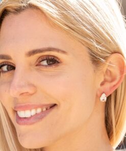 Gold Plated 9mm Cubic Zirconia Teardrop Stud Earrings