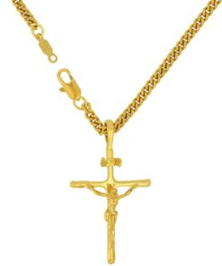 Gold Plated Classic Jesus Crucifix (with or without Pendant Chain)