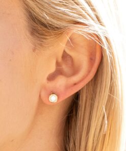 Gold Plated Cubic Zirconia Button Stud Earrings