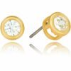 Gold Plated Cubic Zirconia Button Stud Earrings