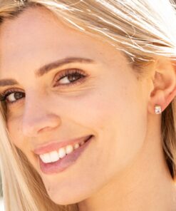 Gold Plated Cubic Zirconia Cube Stud Earrings