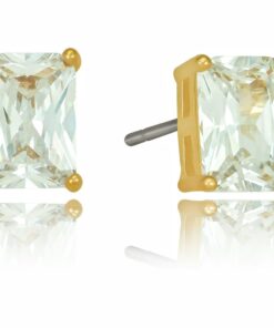 Gold Plated Cubic Zirconia Cube Stud Earrings