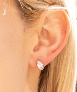 Gold Plated Cubic Zirconia Marquise Stud Earrings