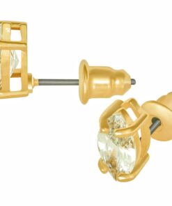 Gold Plated Cubic Zirconia Marquise Stud Earrings