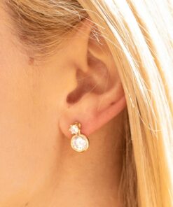 Gold Plated Cubic Zirconia Pineapple Stud Earrings