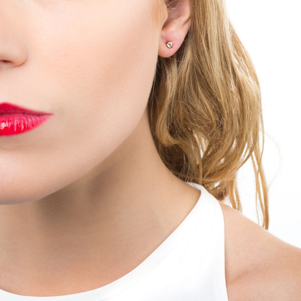 Gold Plated Cubic Zirconia Stud Earrings