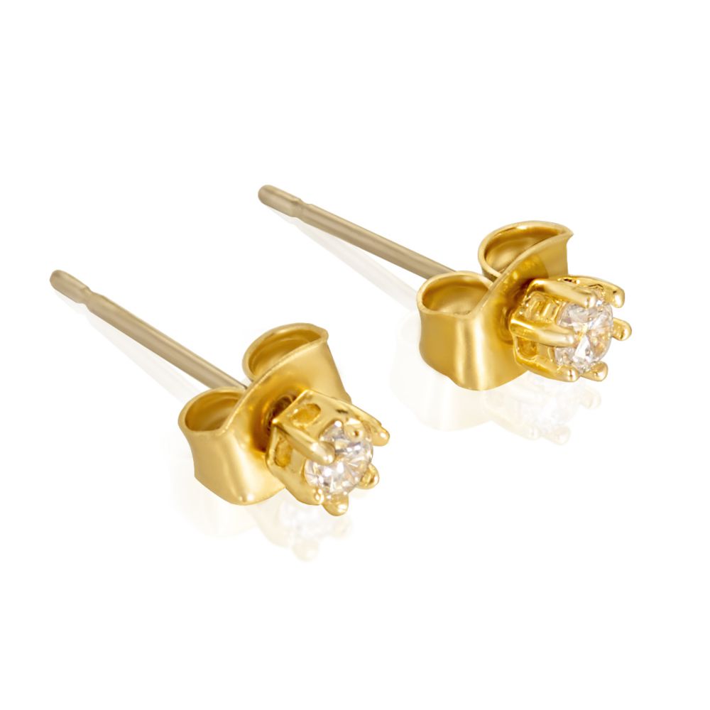 Gold Plated Cubic Zirconia Stud Earrings