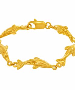 Gold Plated Dolphin Link Charm Bracelet