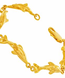 Gold Plated Dolphin Link Charm Bracelet