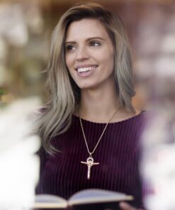 Gold Plated Jesus Pendant Necklace with Halo