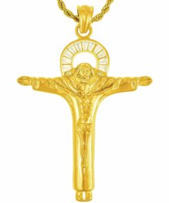 Gold Plated Jesus Pendant Necklace with Halo