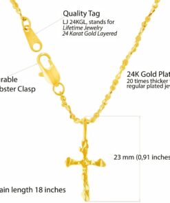Gold Plated Nugget Cross Necklace
