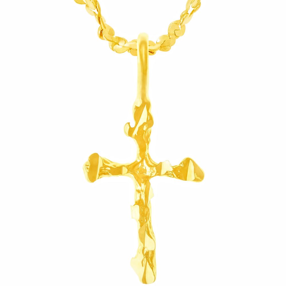 Gold Plated Nugget Cross Necklace