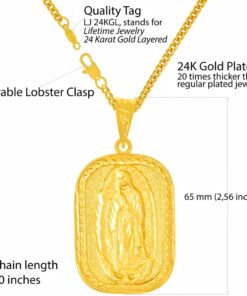 Gold Plated Our Lady of Guadalupe Pendant with Necklace