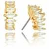 Gold Plated “Stacked Diamonds” Cubic Zirconia Stud Earrings