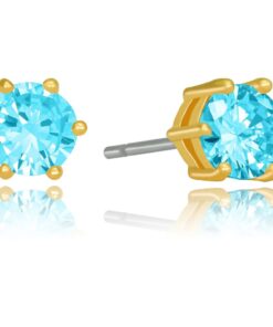 Gold Plated Cubic Zirconia Circle Birthstone Stud Earrings