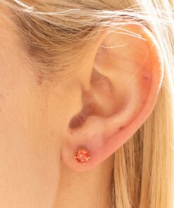 Gold Plated Cubic Zirconia Circle Birthstone Stud Earrings