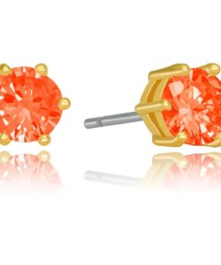 Gold Plated Cubic Zirconia Circle Birthstone Stud Earrings