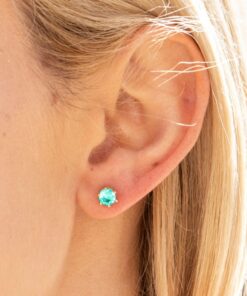 Gold Plated Cubic Zirconia Circle Birthstone Stud Earrings