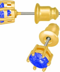 Gold Plated Cubic Zirconia Circle Birthstone Stud Earrings