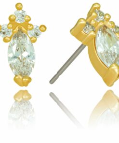 Cubic Zirconia Marquise Birthstone Stud Earrings