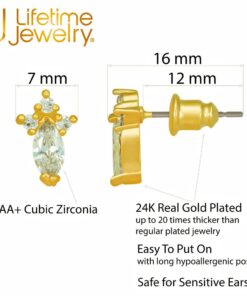 Cubic Zirconia Marquise Birthstone Stud Earrings
