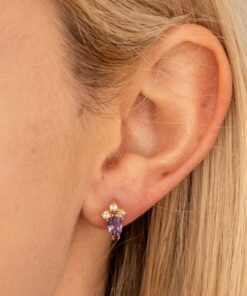 Gold-plated-birthstone-marquise-earrings