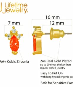 Cubic Zirconia Marquise Birthstone Stud Earrings