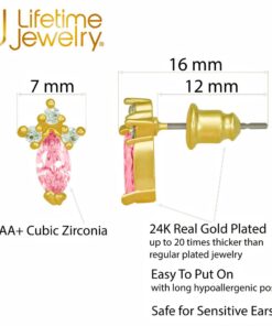 Cubic Zirconia Marquise Birthstone Stud Earrings