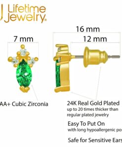Cubic Zirconia Marquise Birthstone Stud Earrings