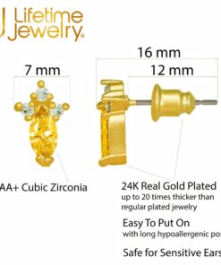 Cubic Zirconia Marquise Birthstone Stud Earrings