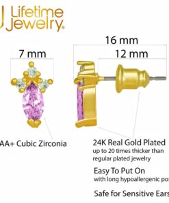 Cubic Zirconia Marquise Birthstone Stud Earrings
