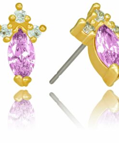 Cubic Zirconia Marquise Birthstone Stud Earrings