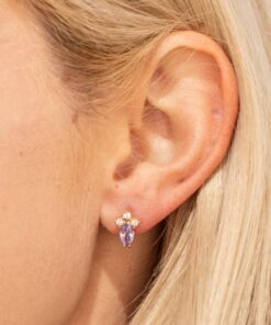 Cubic Zirconia Marquise Birthstone Stud Earrings